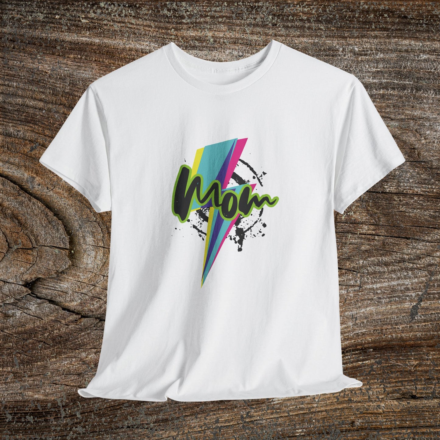 Grunge Retro Mom TShirt - Trendy Lightning Bolt Tee Shirt