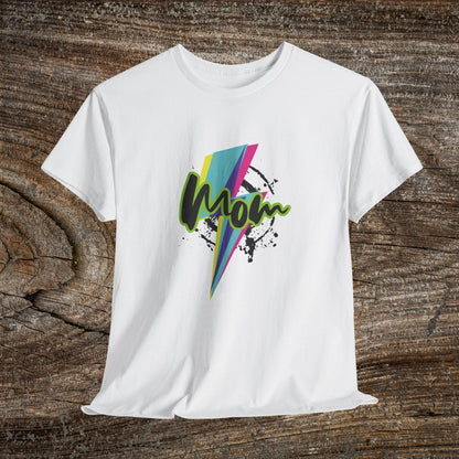 Grunge Retro Mom TShirt - Trendy Lightning Bolt Tee Shirt