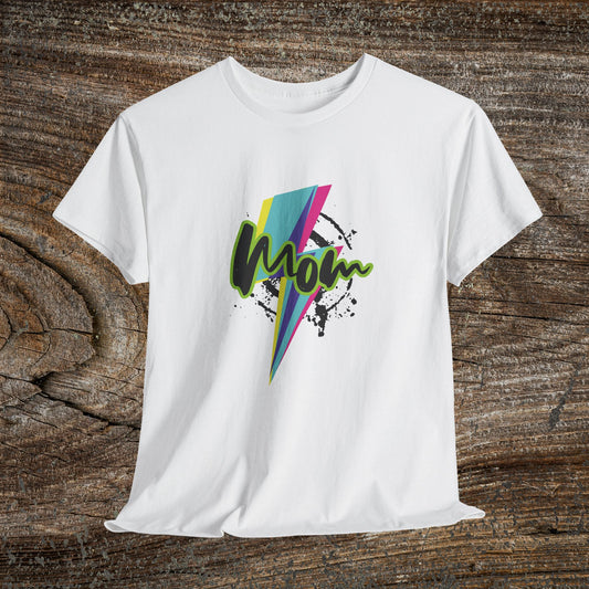 Grunge Retro Mom TShirt - Trendy Lightning Bolt Tee Shirt