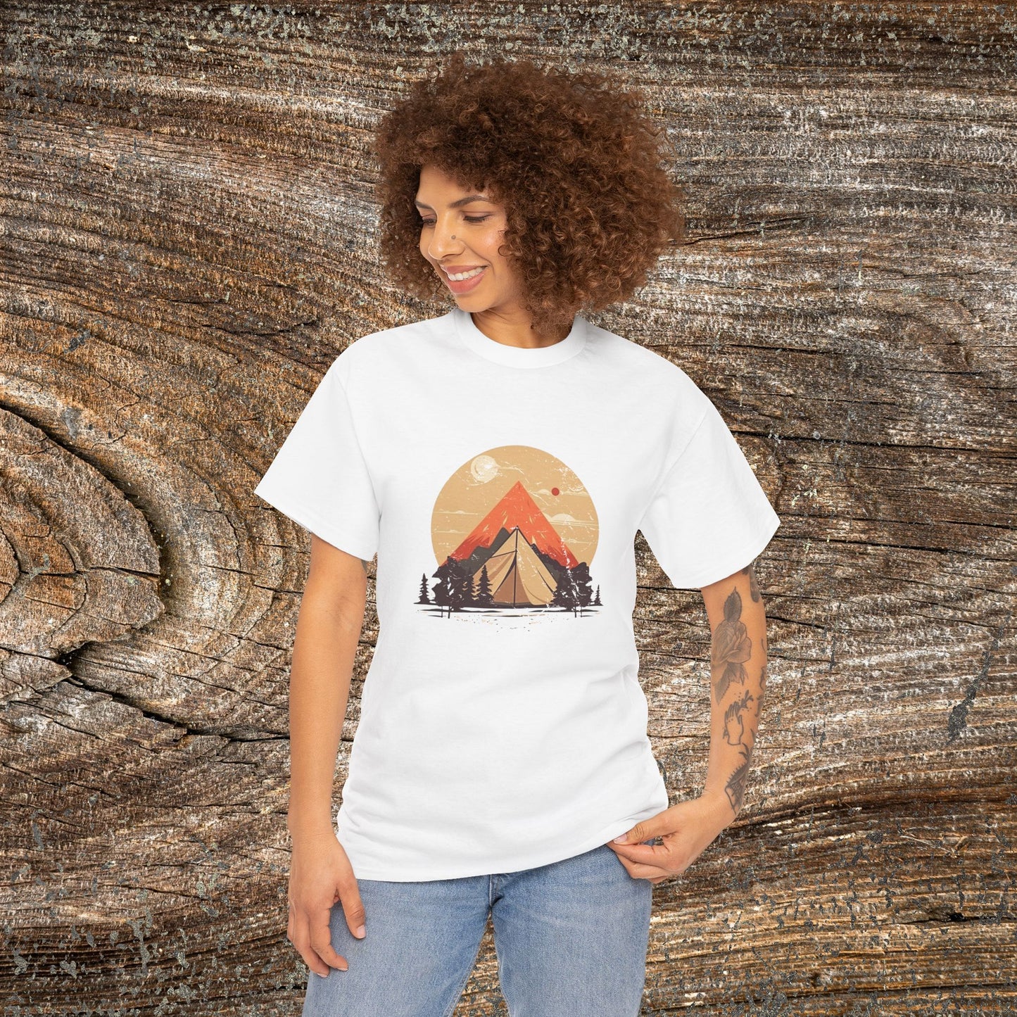 Camping Sunset T-Shirt — Mountain Tent Adventure Tee