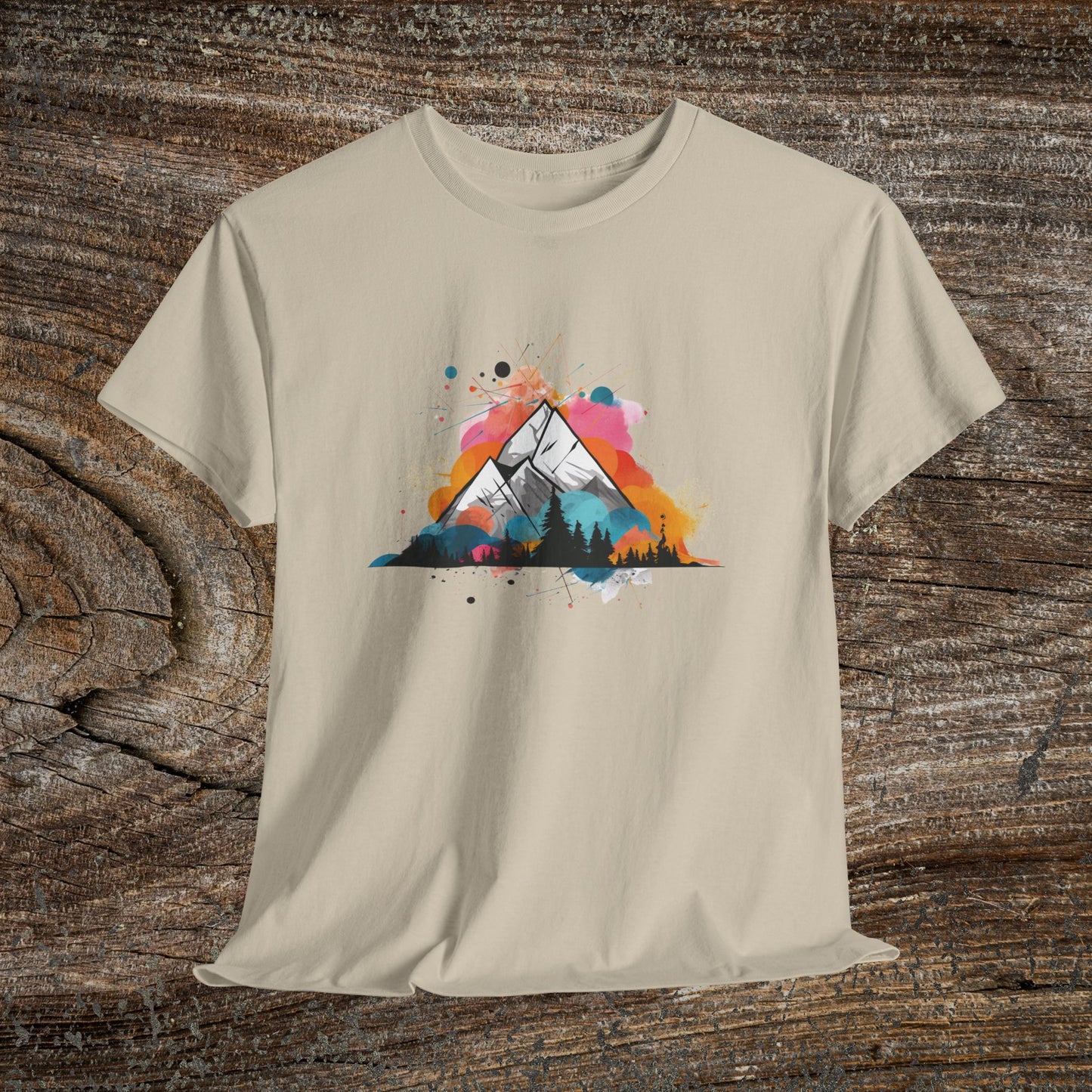 Vibrant Retro Mountain Abstract TShirt - Trendy Cute Mountain Landscape Shirt