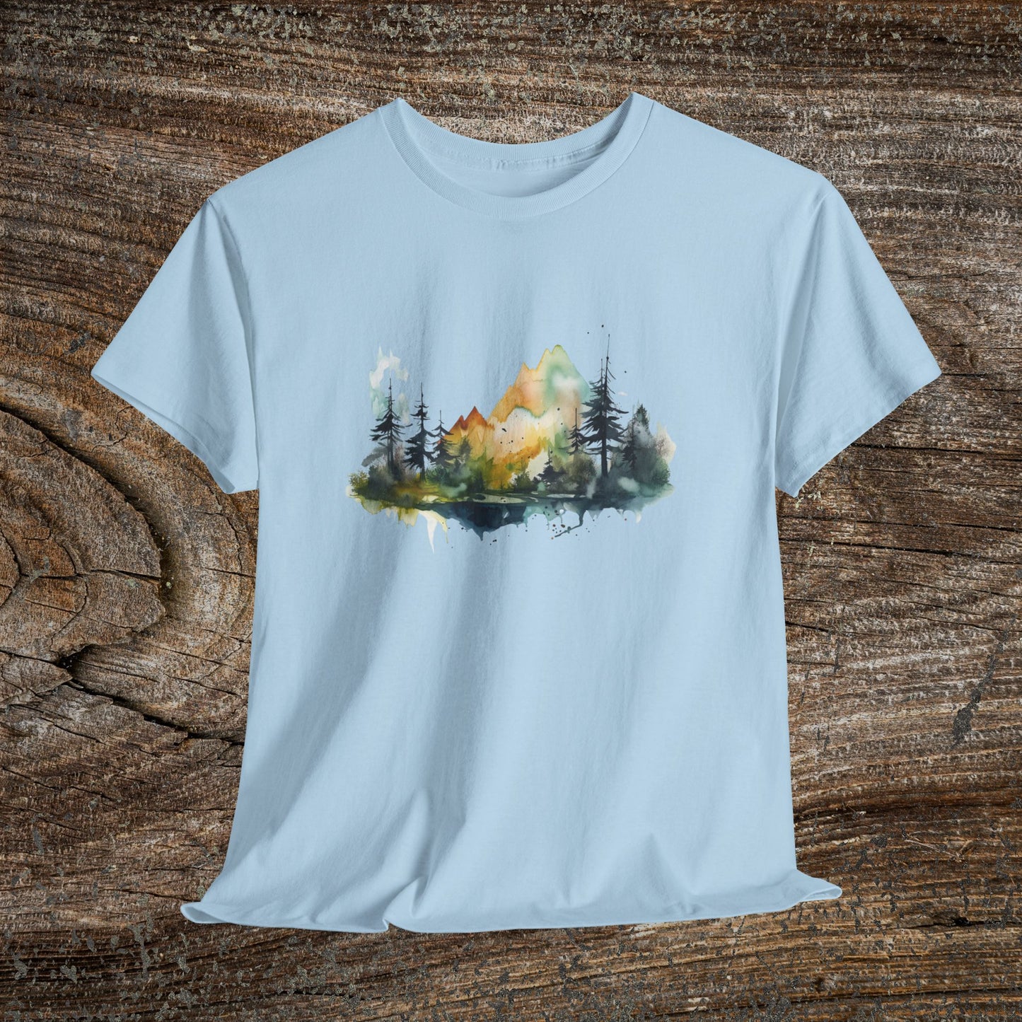Watercolour Mountain Landscape TShirt - Nature Lover Gift