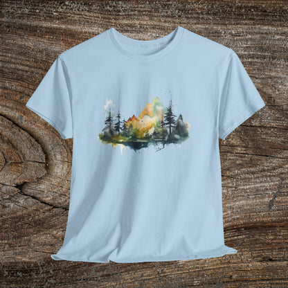 Watercolour Mountain Landscape TShirt - Nature Lover Gift