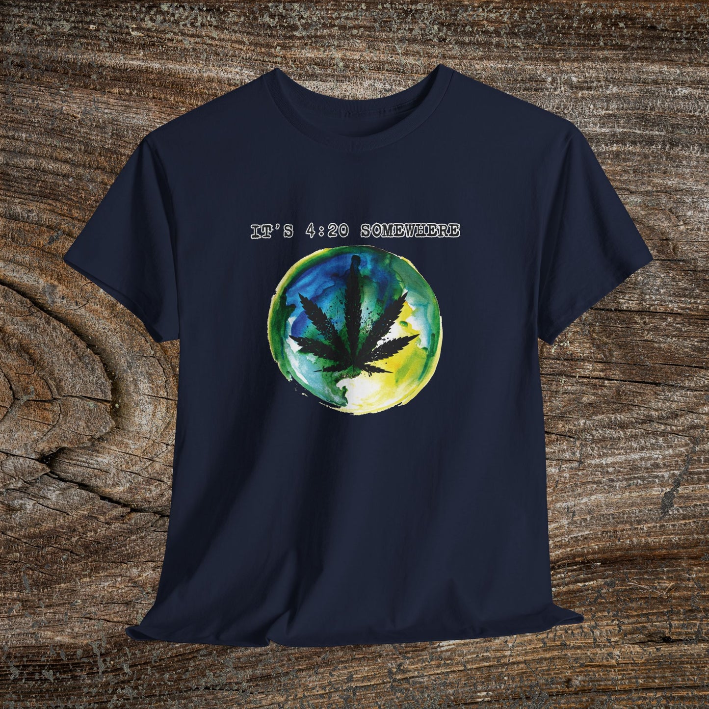 Grunge Weed Leaf 420 TShirt - "It's 4:20 Somewhere" - Retro Marijuana Stoner Gift