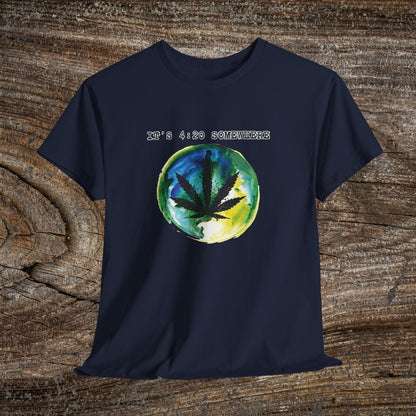 Grunge Weed Leaf 420 TShirt - "It's 4:20 Somewhere" - Retro Marijuana Stoner Gift
