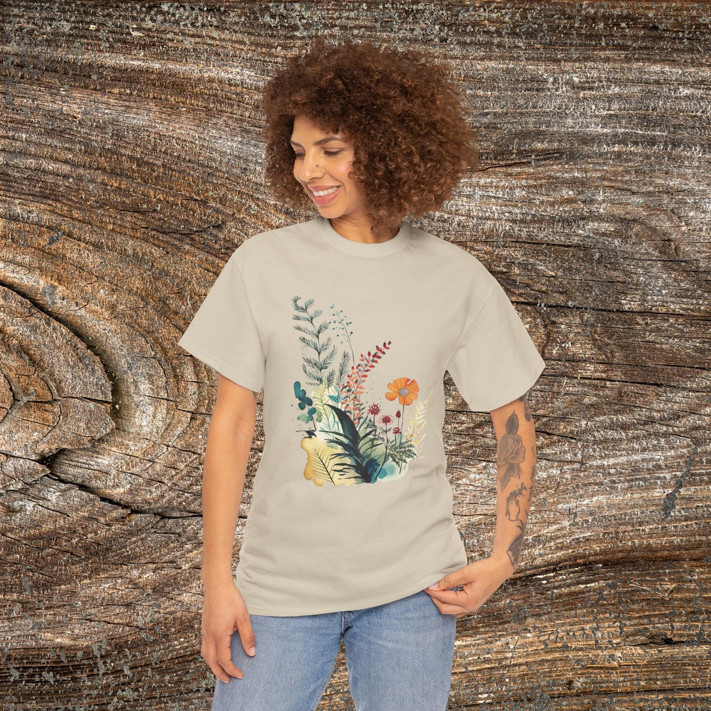 Vintage Watercolour  Floral TShirt — Botanical Graphic T-Shirt