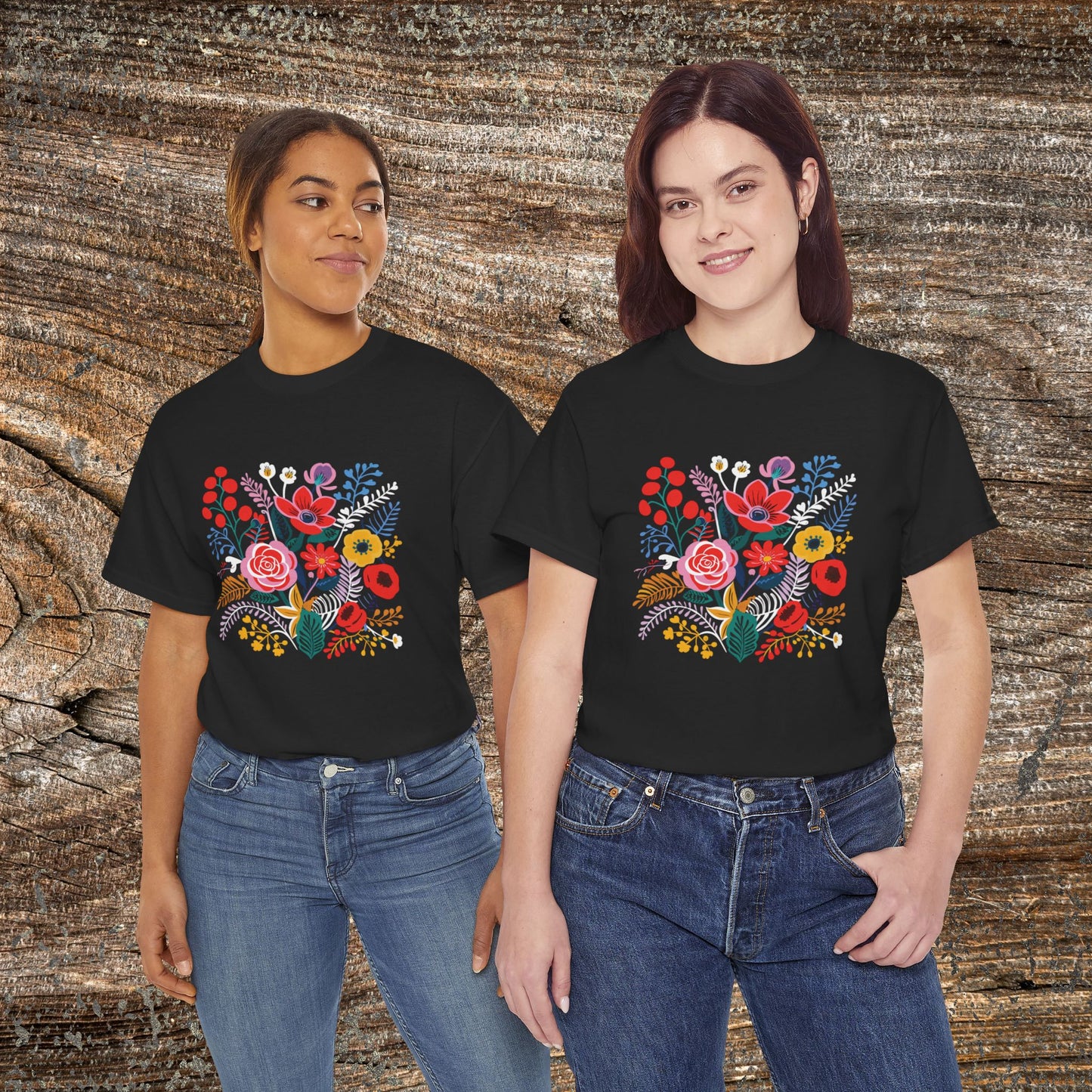 Retro Vibrant Botanical Flower T-Shirt — Nature Lover Gift