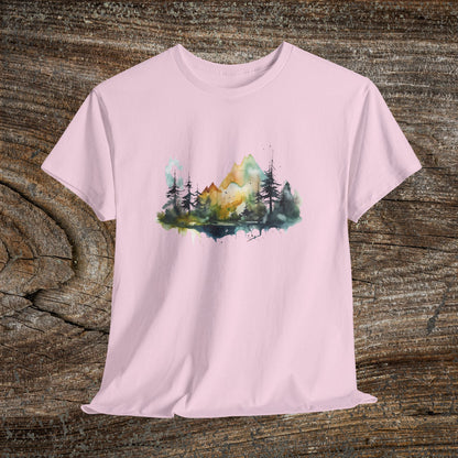 Watercolour Mountain Landscape TShirt - Nature Lover Gift