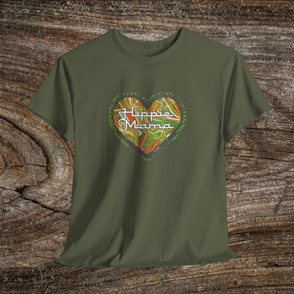 Hippie Mama Heart T-Shirt — Retro Marble Texture Mom Tee