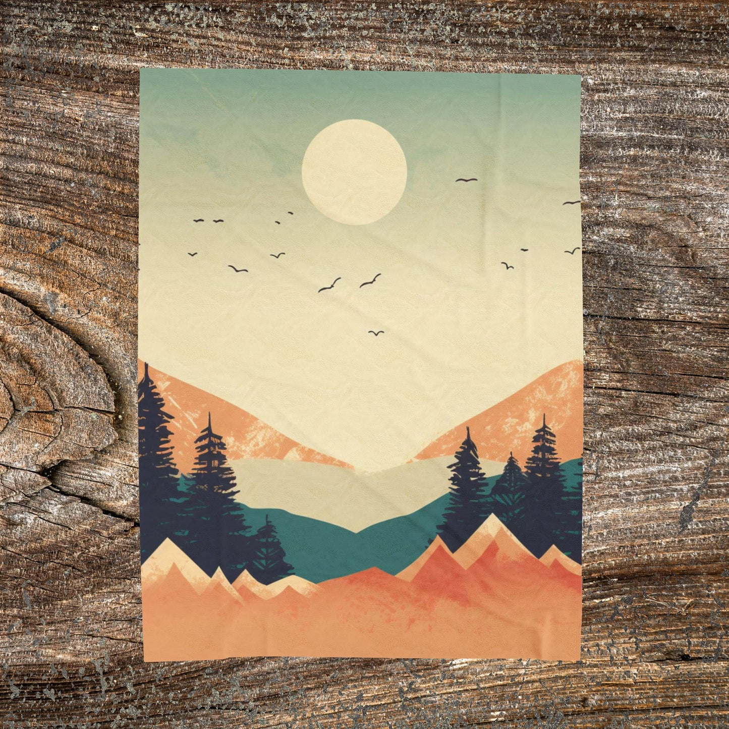 Vintage Retro Landscape Blanket | Cozy Abstract Throw