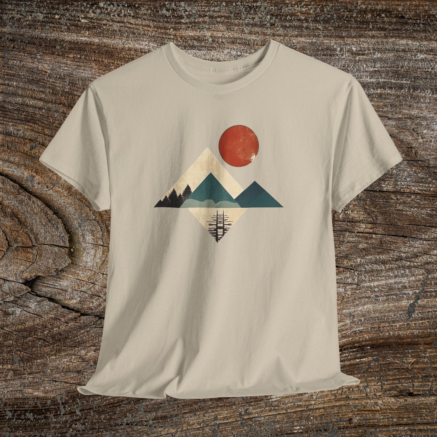 Boho Mountain T-Shirt — Vintage Abstract Mountain Landscape Tee