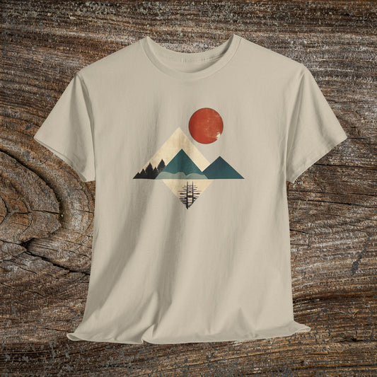 Boho Mountain T-Shirt — Vintage Abstract Mountain Landscape Tee