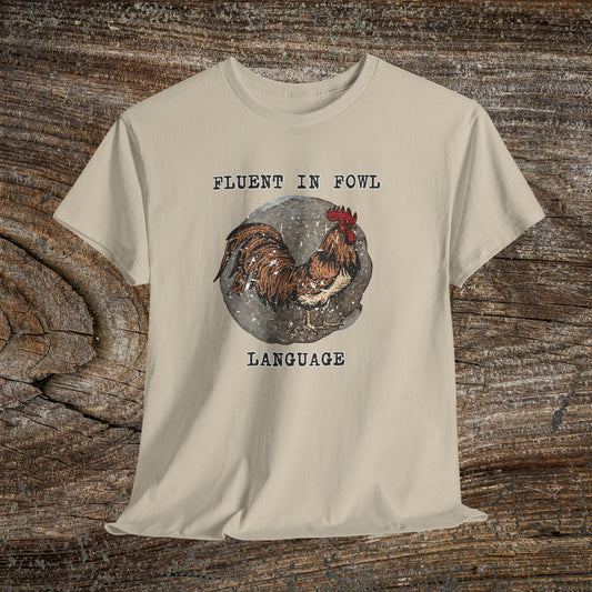 Grunge Chicken Tee — "Fluent in Fowl Language"