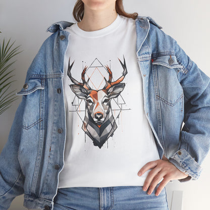 Geometric Abstract Deer T-Shirt — Modern Minimalist Deer Tee