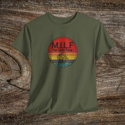 Funny Retro Grunge Mushroom T-Shirt — "M.I.L.F. Man I Love Fungi"
