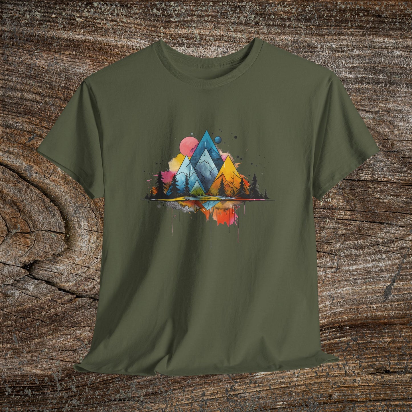 Retro Mountain Abstract TShirt - Trendy Mountain Landscape Shirt