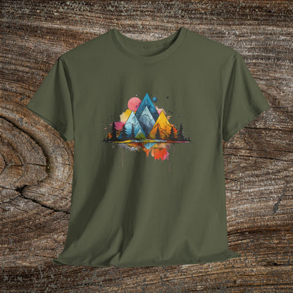 Retro Mountain Abstract TShirt - Trendy Mountain Landscape Shirt