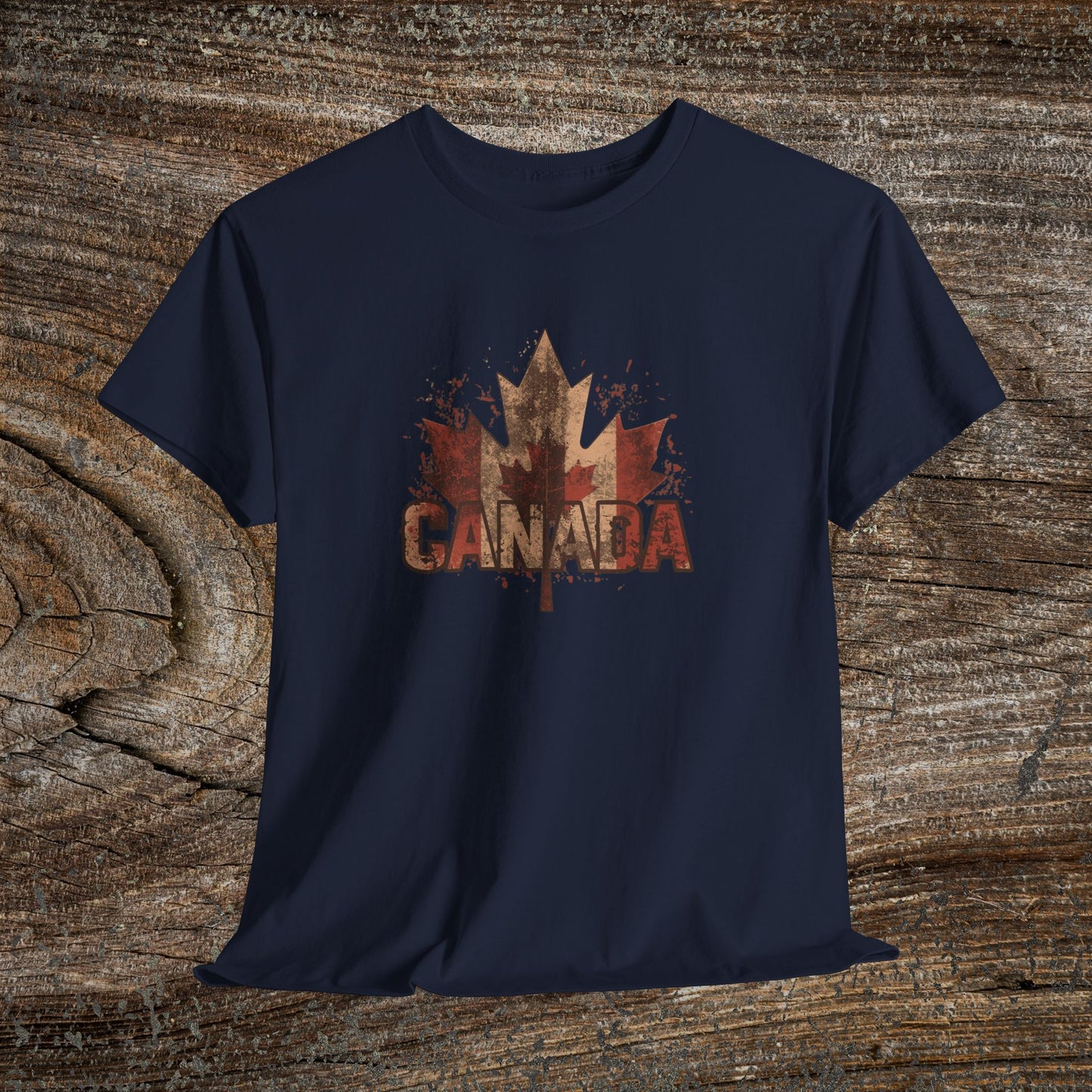 Rustic Canadian Maple Leaf T-Shirt — Grunge Canada Tee