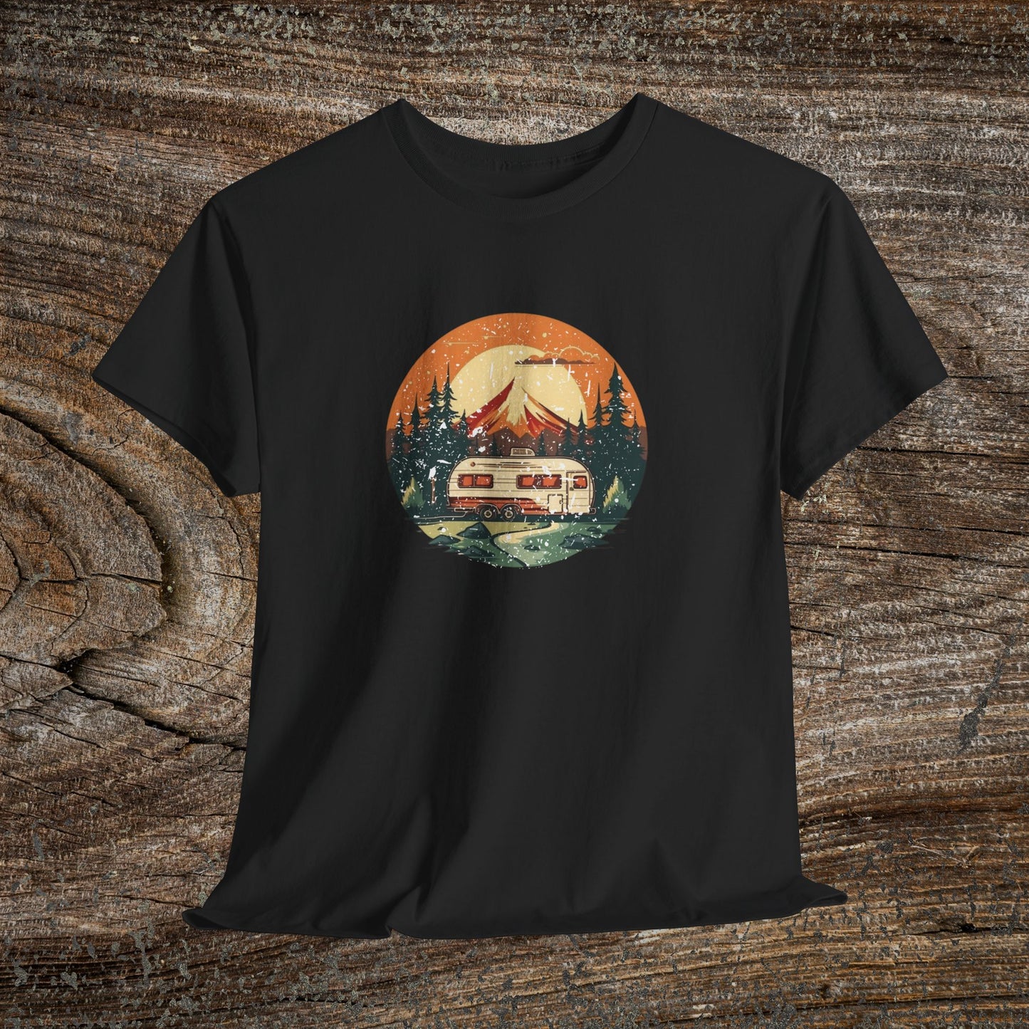Camping Sunset T-Shirt — Retro Mountain Camper Tee