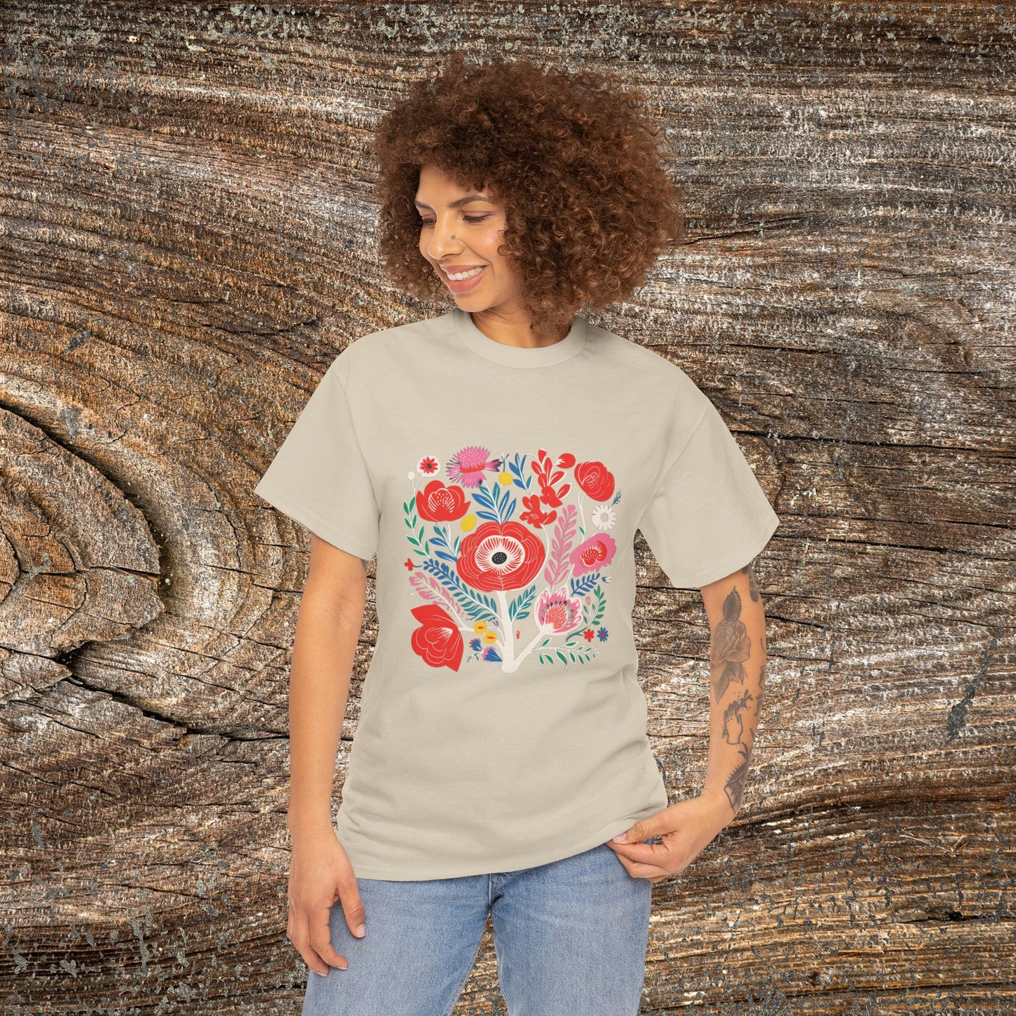 Retro Vibrant Botanical Flower T-Shirt — Nature Lover Gift