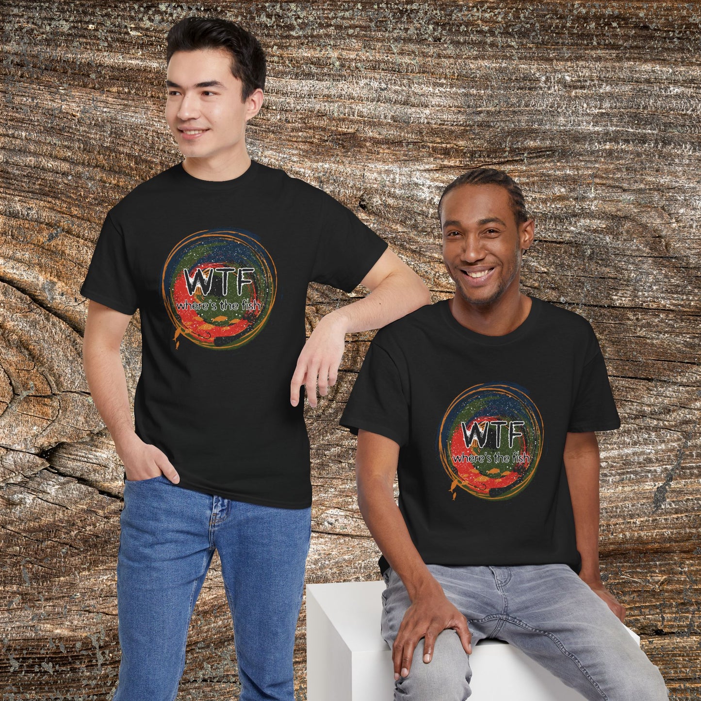 Retro Grunge Fishing TShirt - W.T.F Where's The Fish