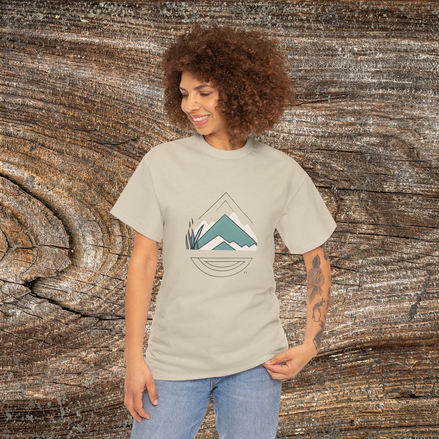 Boho Mountain Landscape T-Shirt - Minimalist Graphic Tee
