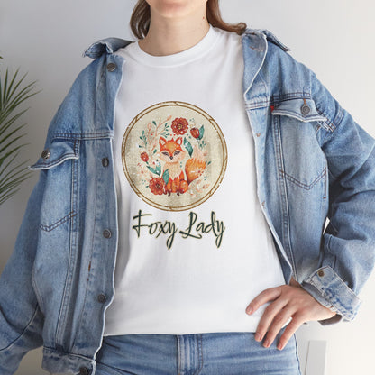 Foxy Lady Vintage Folk Art T-Shirt — "Foxy Lady" Fox Lover Gift