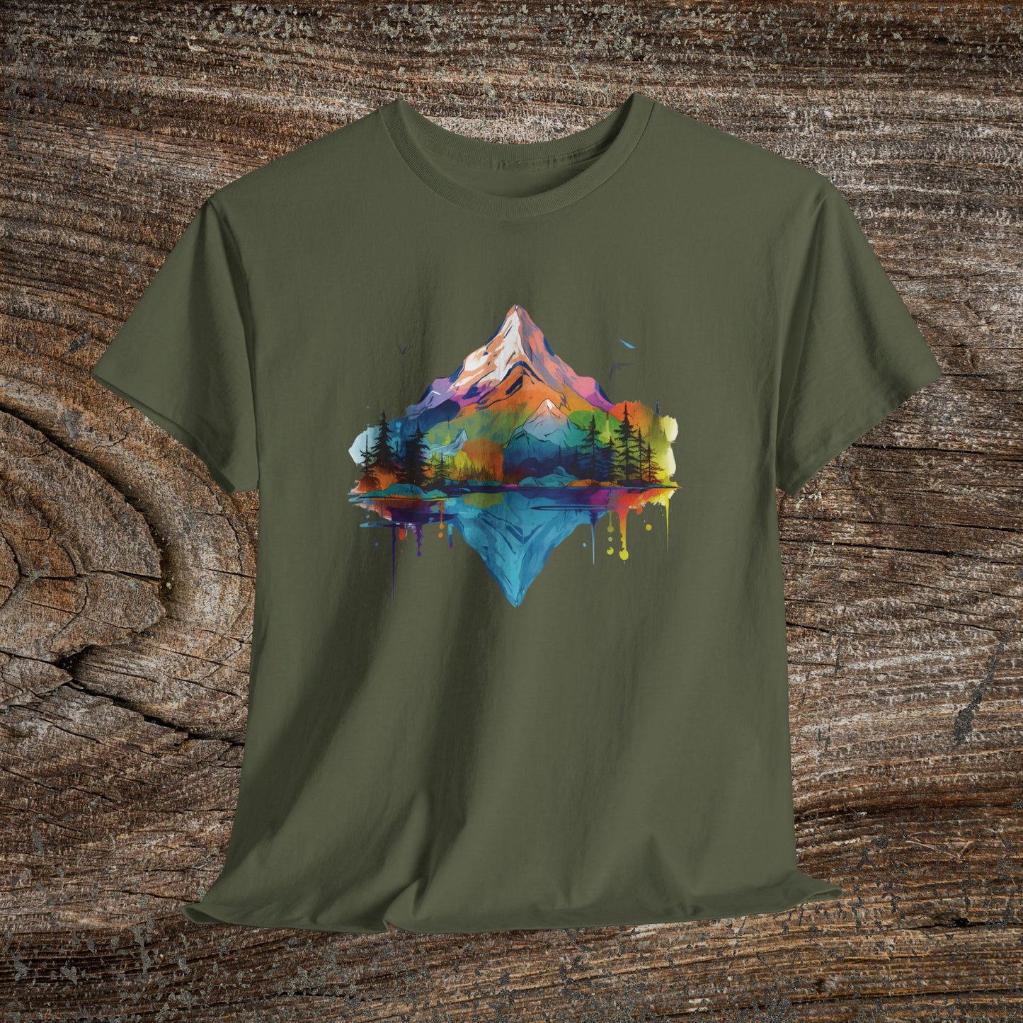 Vibrant Retro Mountain Abstract T-Shirt — Nature Lover Gift