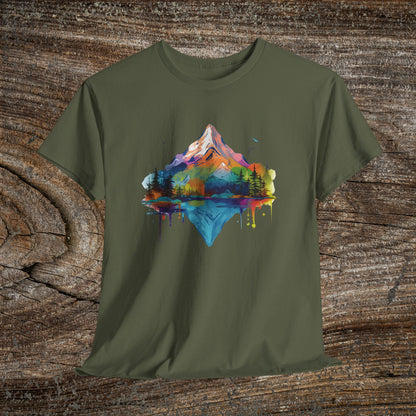Vibrant Retro Mountain Abstract T-Shirt — Nature Lover Gift