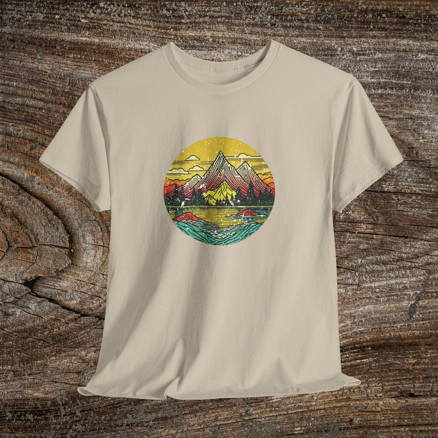 Retro Vintage Mountain Landscape TShirt - Nature Lover Gift