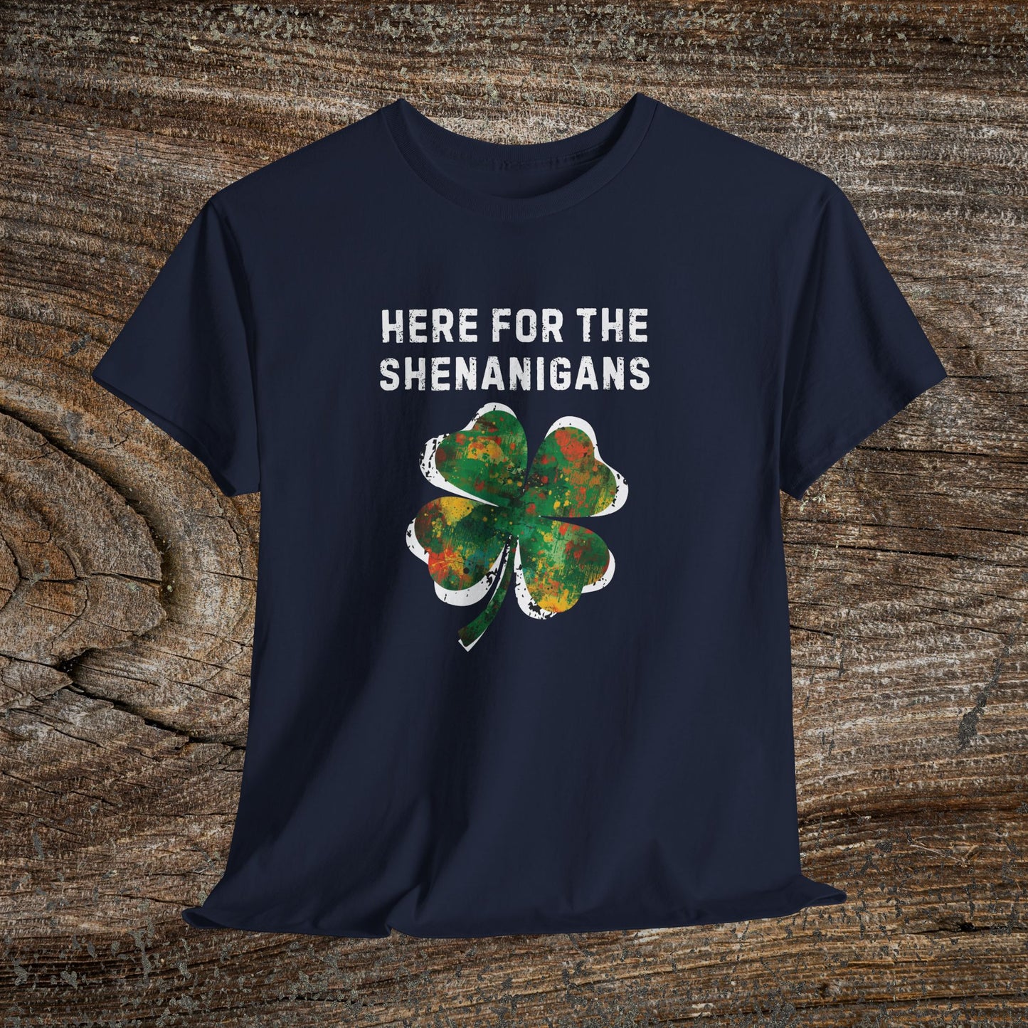 Grunge Clover 'Here For The Shenanigans' St. Patrick's Day Tee
