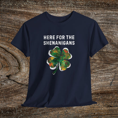 Grunge Clover 'Here For The Shenanigans' St. Patrick's Day Tee
