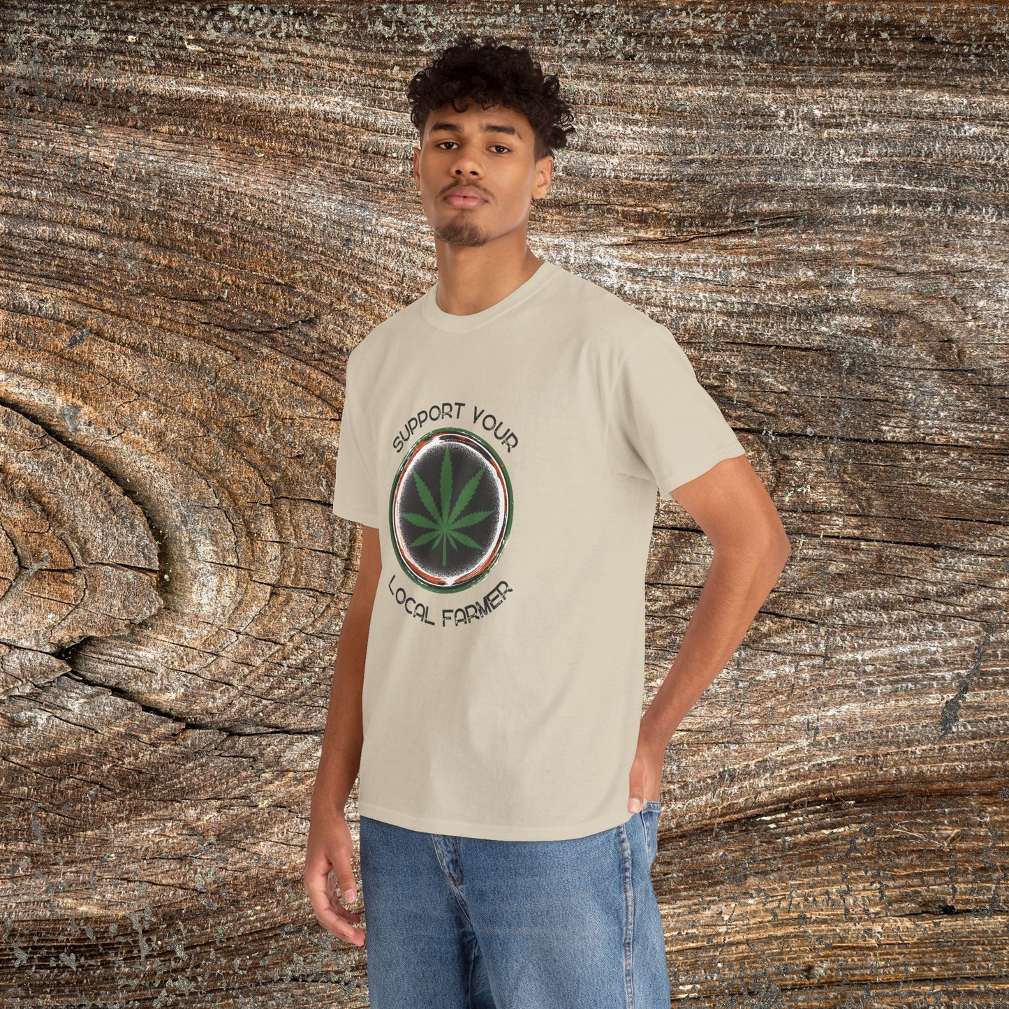 Grunge Weed 420 TShirt - "Support Your Local Farmer" - Retro Marijuana Stoner Gift