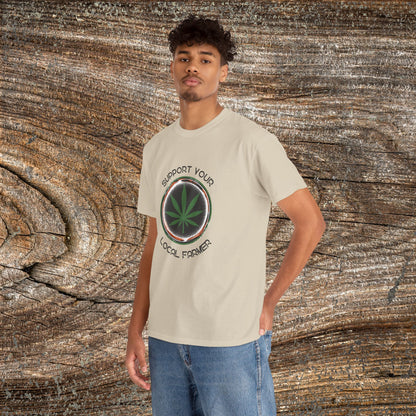 Grunge Weed 420 TShirt - "Support Your Local Farmer" - Retro Marijuana Stoner Gift