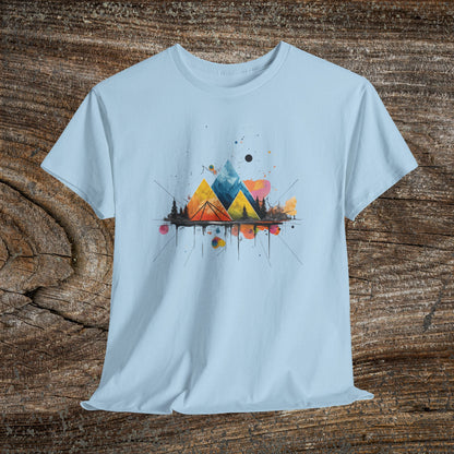 Vibrant Retro Mountain Abstract TShirt - Nature Lover Mountain Landscape Shirt