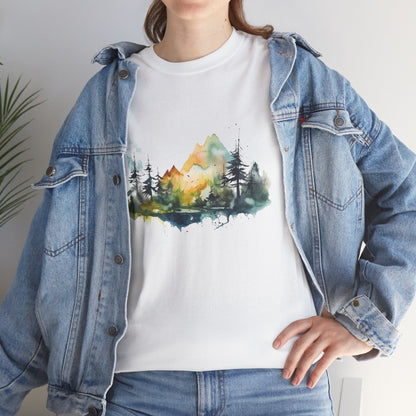 Watercolour Mountain Landscape TShirt - Nature Lover Gift