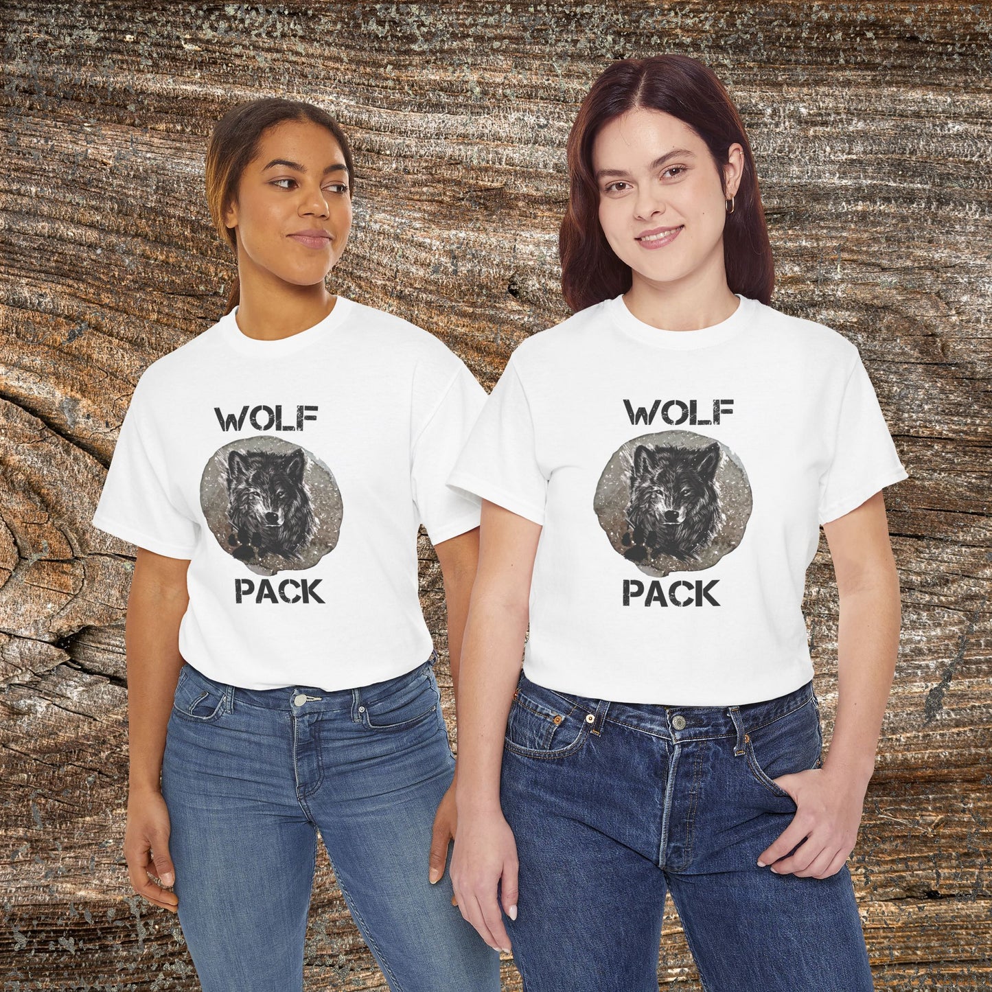 Grunge Wolf Pack T-Shirt — Retro Edgy Wolf Pack Tee