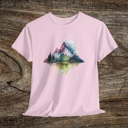 Watercolour Mountain Landscape TShirt - Nature Lover Shirt