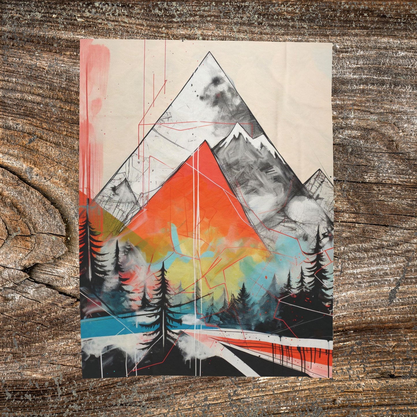 Abstract Mountain Blanket — Cozy Scenic Throw