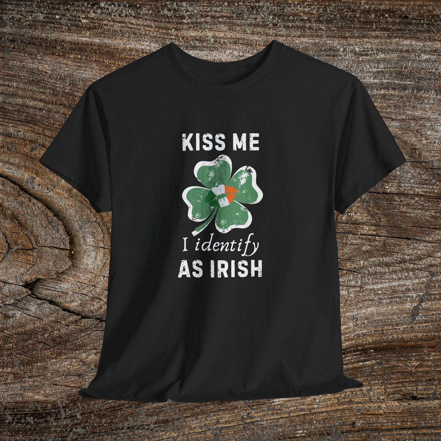 Kiss Me I Identify As Irish Shamrock Tee | St. Patrick's Day Clover Shirt