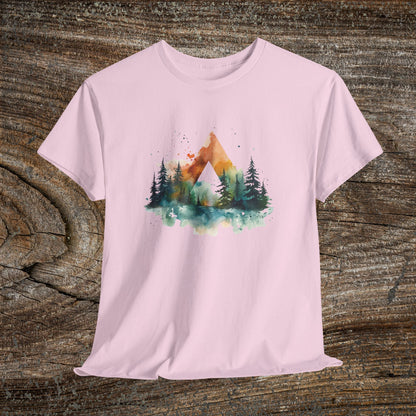 Watercolour Mountain Landscape TShirt - Nature Lover Gift