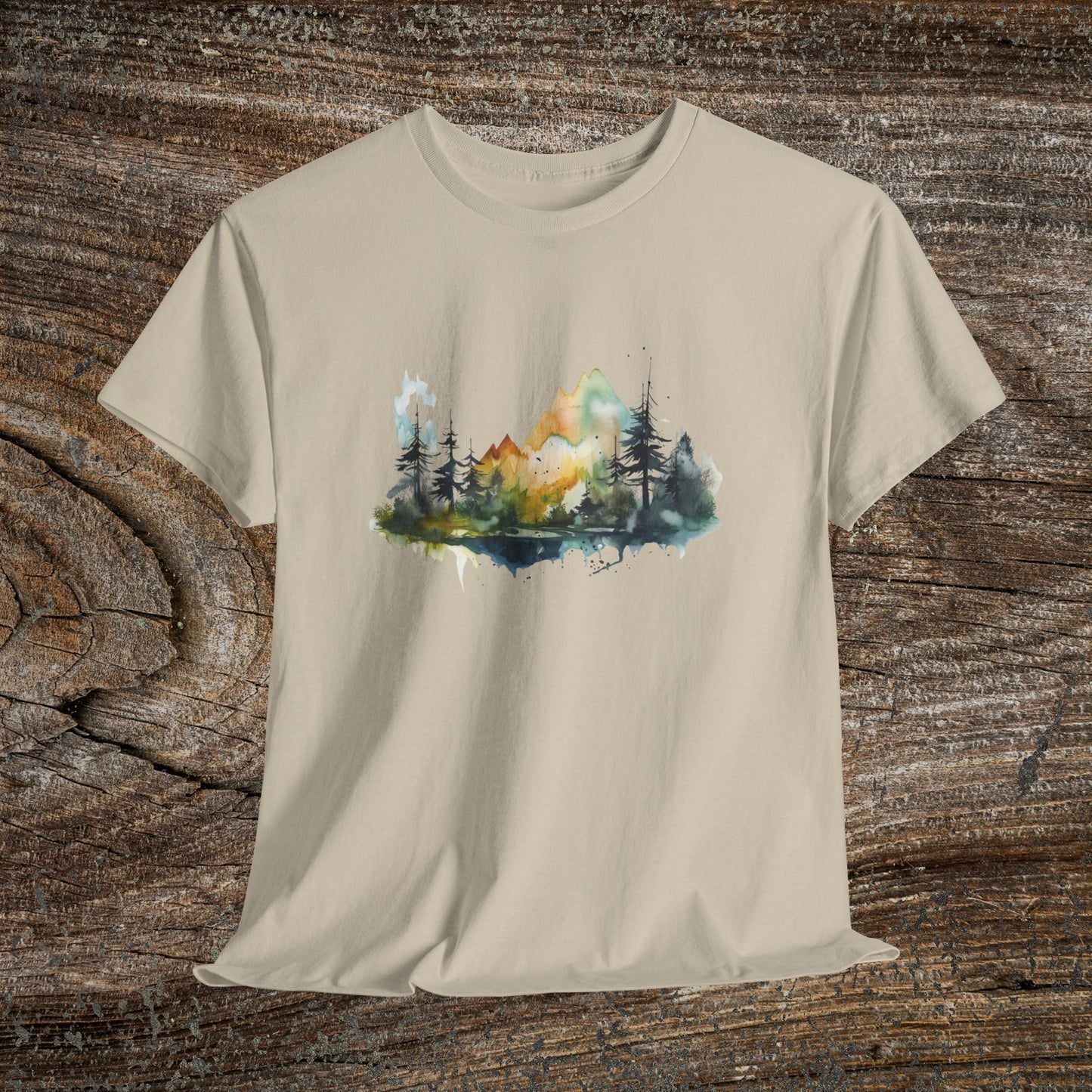 Watercolour Mountain Landscape TShirt - Nature Lover Gift