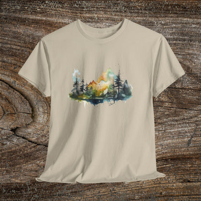 Watercolour Mountain Landscape TShirt - Nature Lover Gift