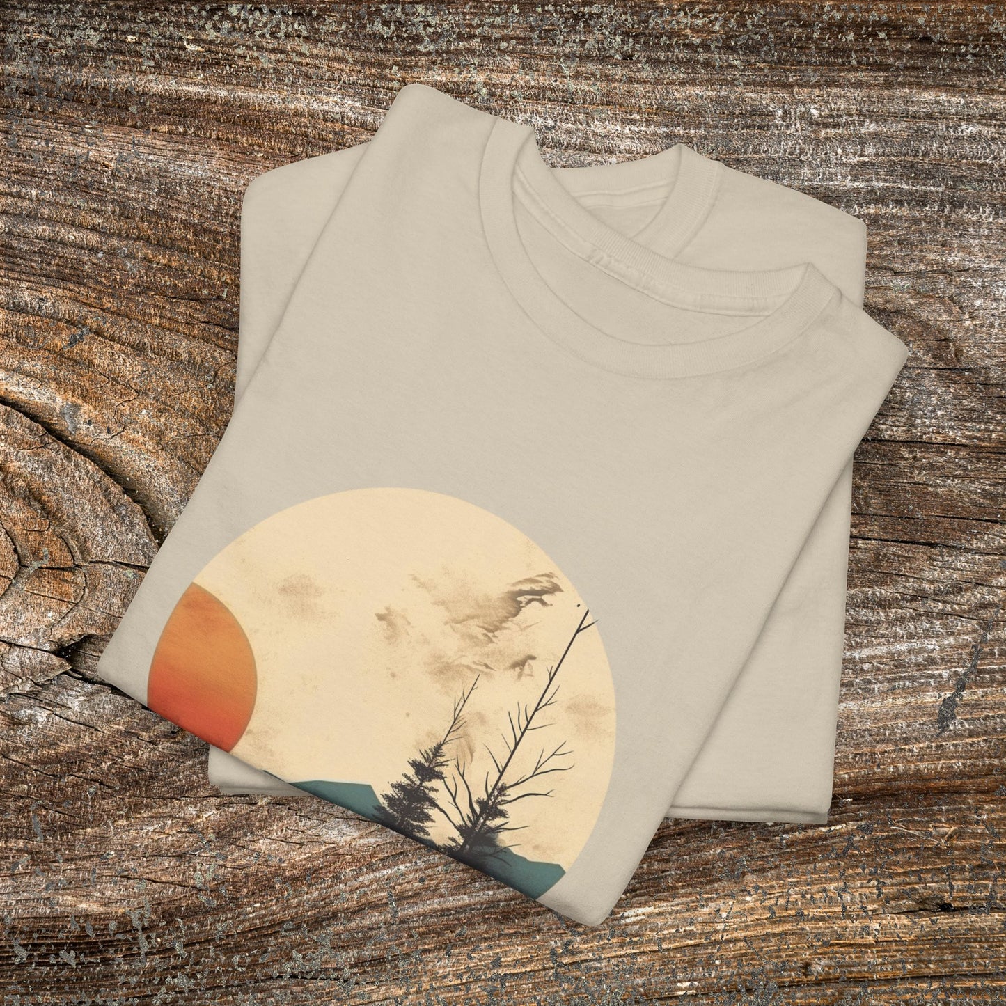 Retro Boho Mountain T-Shirt — Abstract Mountain Landscape, Nature Lover Gift