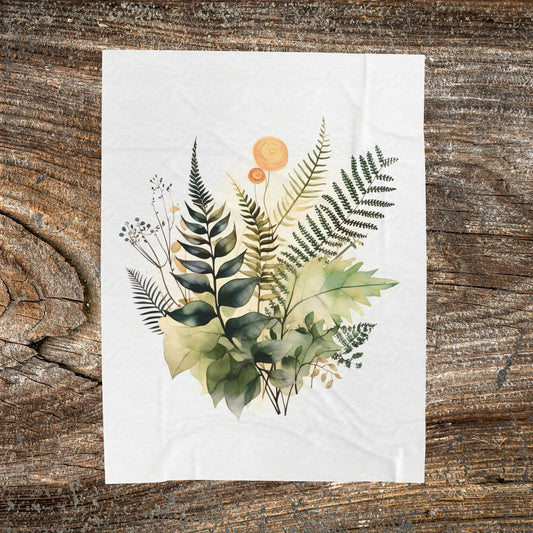 Watercolour Botanical Blanket — Soft Floral Abstract Throw