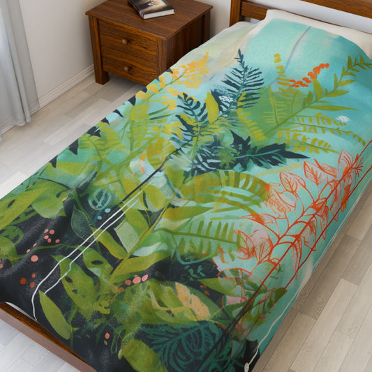 Botanical Abstract Blanket — Soft Floral Throw