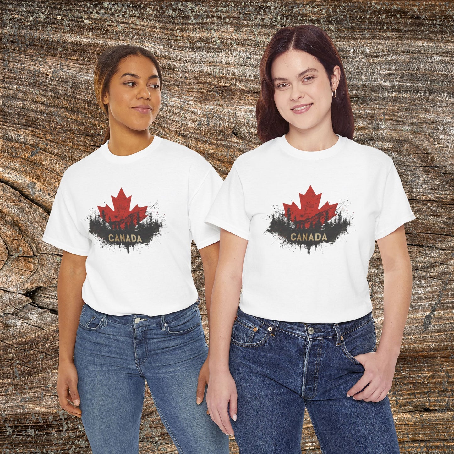 Rustic Canadian Maple Leaf T-Shirt — Grunge Canada Landscape Tee