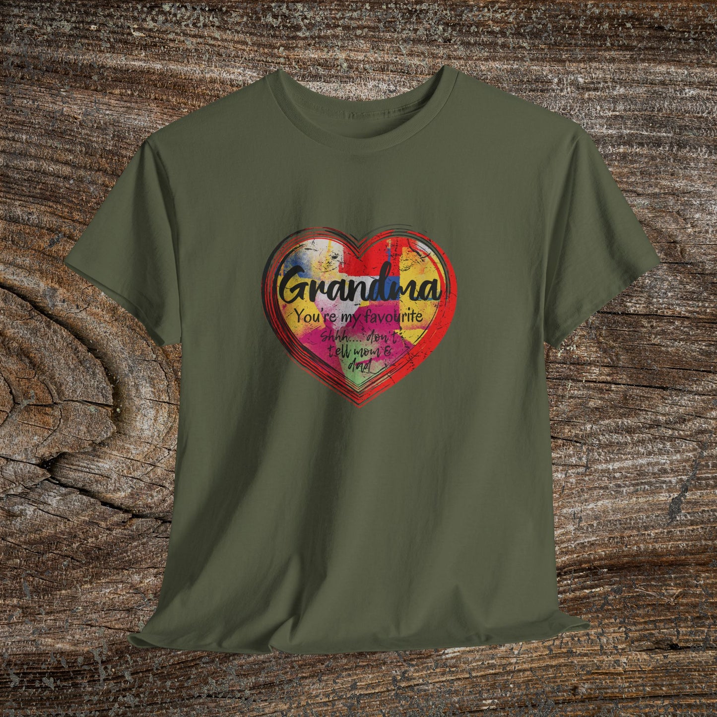 Retro Grandma Heart - "Grandma You're My Favourite Shhh Don't Tell Mom & Dad"