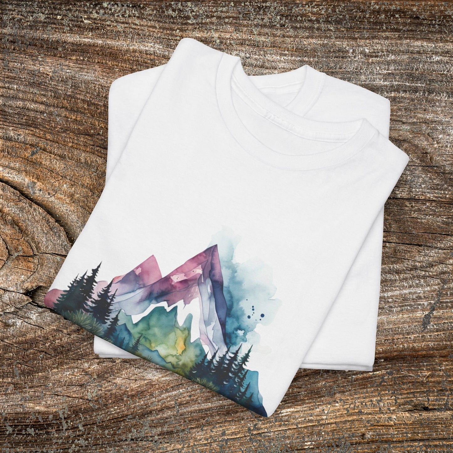 Watercolour Mountain Landscape TShirt - Nature Lover Shirt