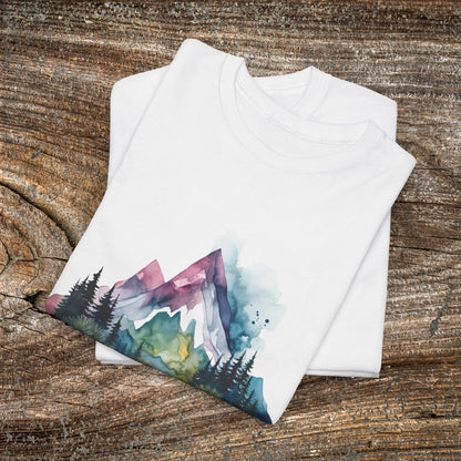 Watercolour Mountain Landscape TShirt - Nature Lover Shirt
